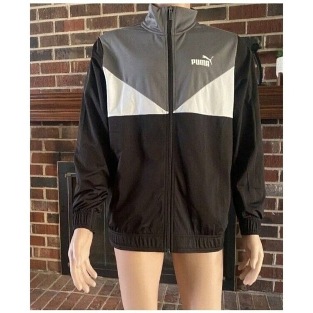 Puma Track Suit Jacket Men Size Small Full Zip Colorblock Logo Pockets  New